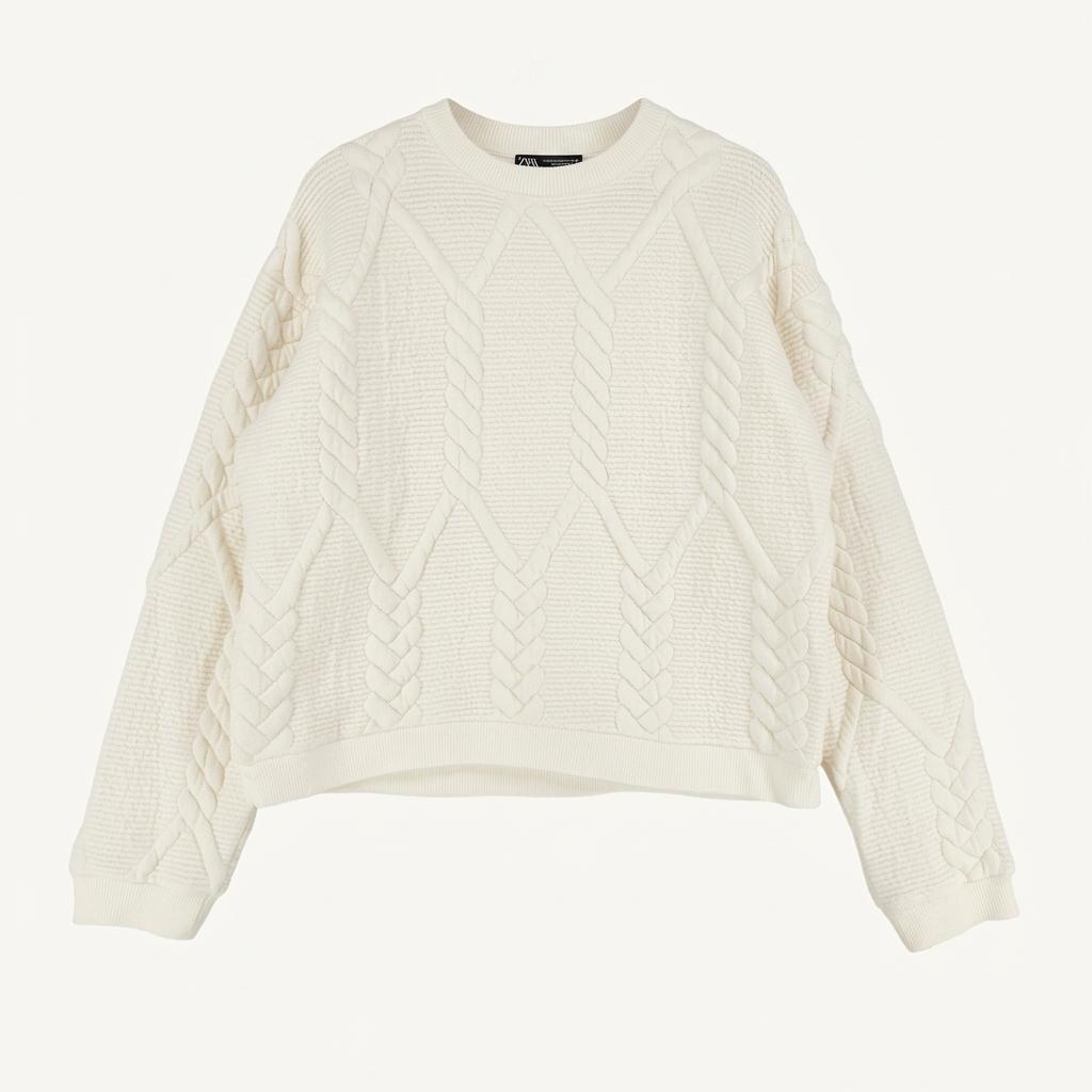 [여S]ZARA 아이보리 엠보싱 맨투맨 1