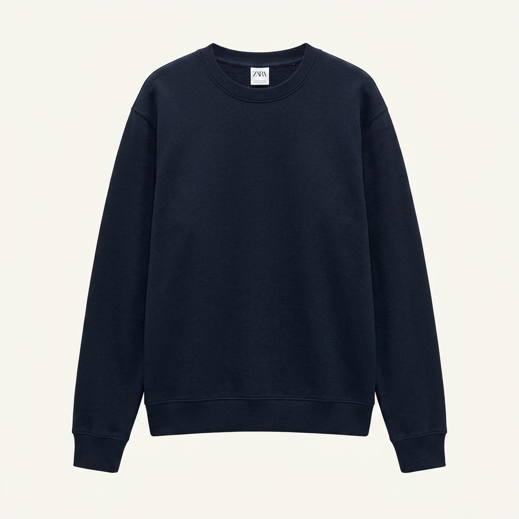 [남L]ZARA 블랙 골지 라운드 티셔츠 1