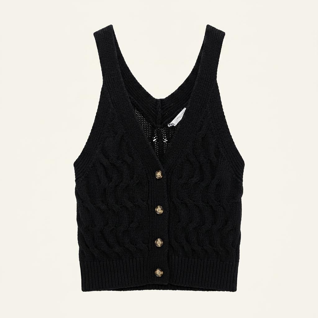 [여M]ZARA 블랙 케이블 니트 베스트 1