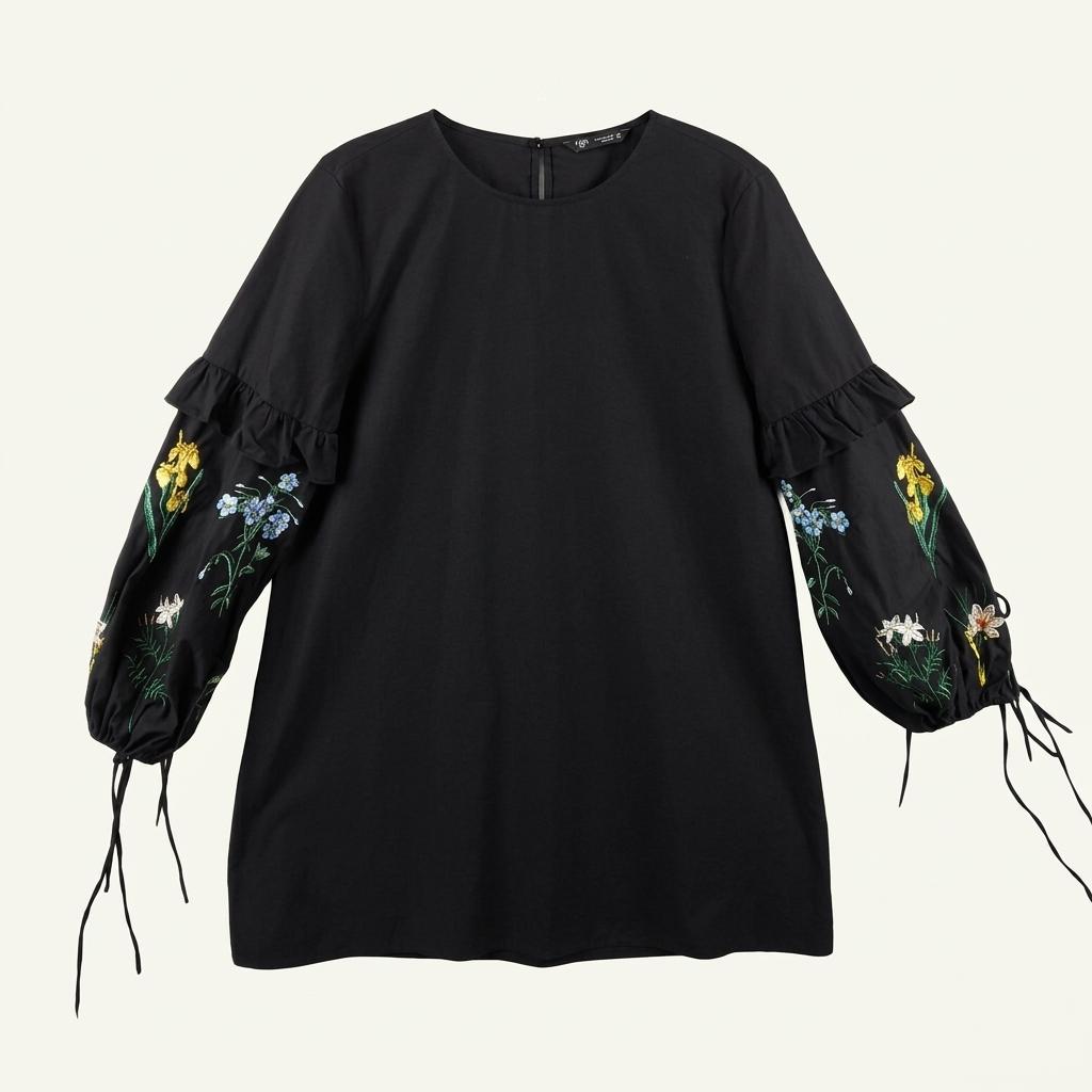 [여M]ZARA 소매자수 레이어드 원피스 1