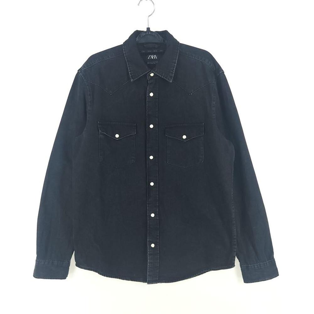 [남M]ZARA 흑청 스냅버튼 데님 셔츠 3