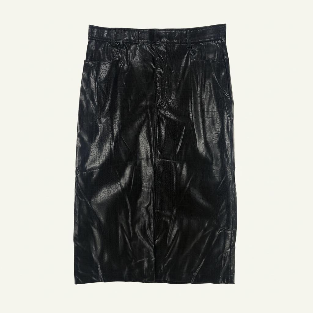 [여L]ZARA 블랙 인조가죽 레더 스커트 1