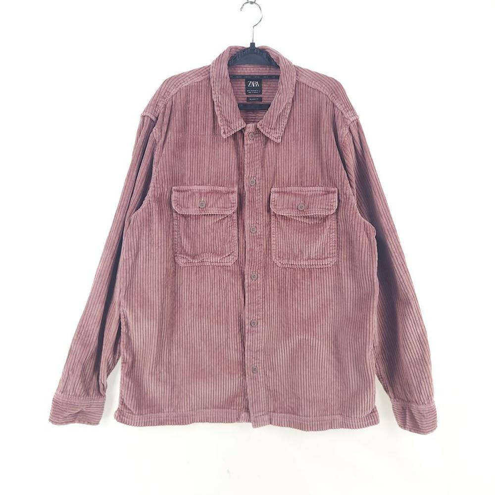 [남XL]ZARA 다크핑크 코듀로이 셔츠 3