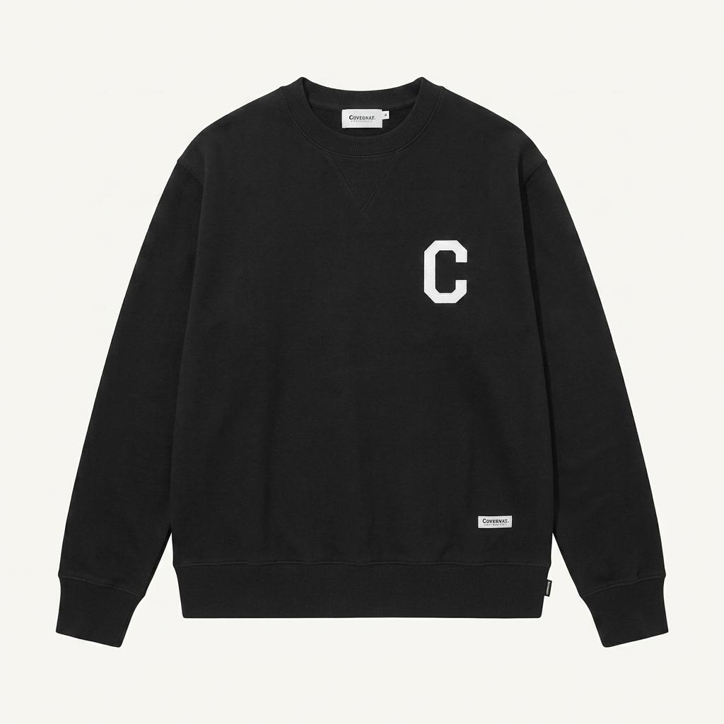 [남XL]커버낫 블랙 C로고 맨투맨 1