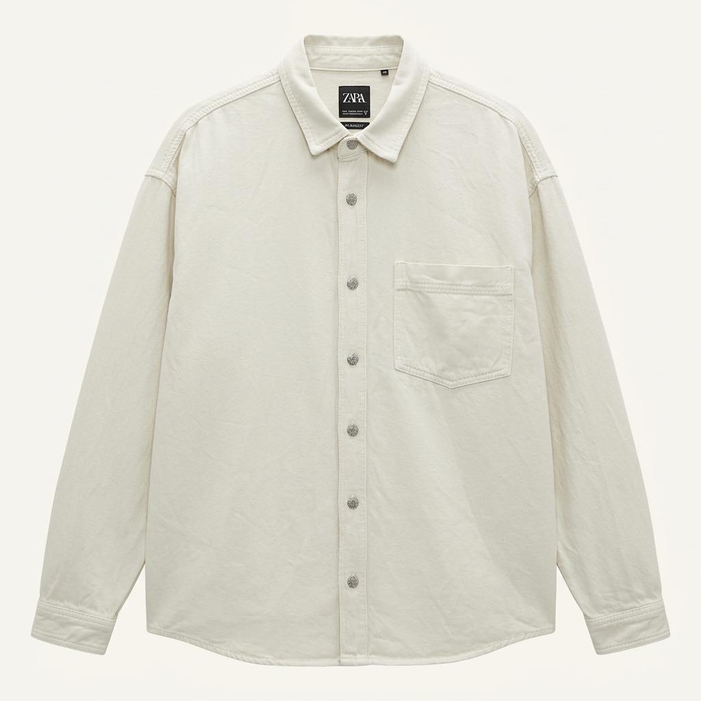 [남M]ZARA 크림베이지 마혼방 데님 셔츠 1