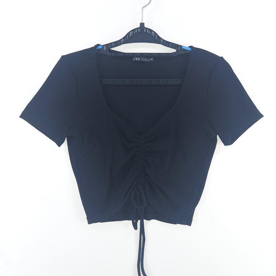 [여L]ZARA 골지 셔링 크롭 반팔티 2