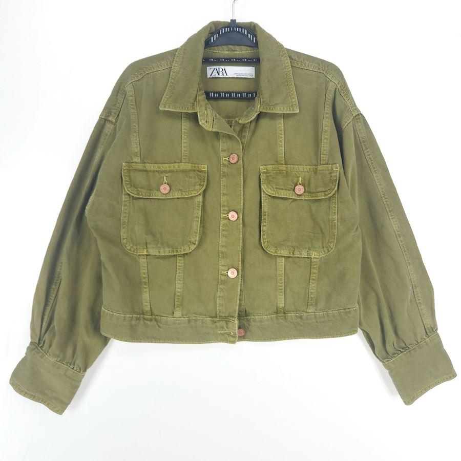 [여XS]ZARA 카키 크롭 데님 자켓 2