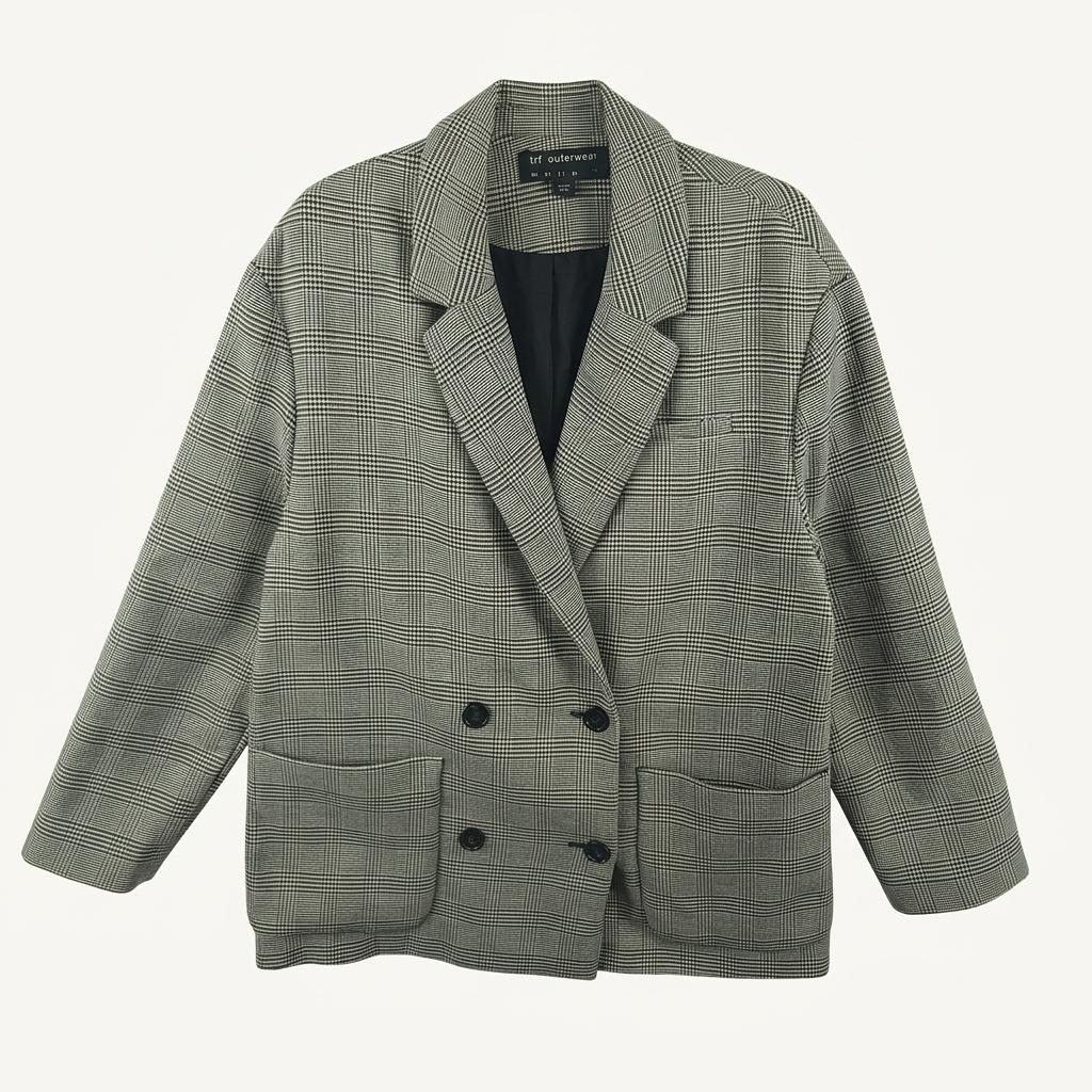 [여SM]ZARA 베이지 오버핏 체크 자켓 1