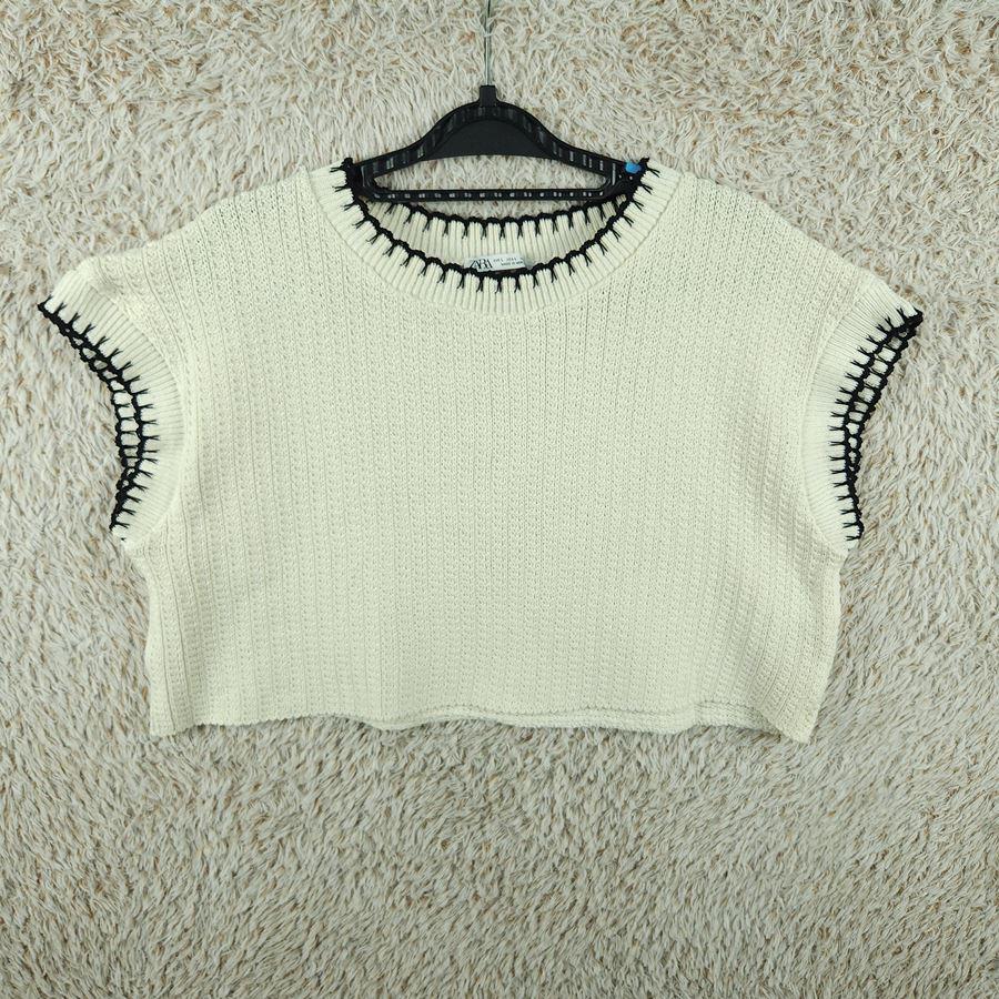 [여L]ZARA 아이보리 코튼혼방 크롭 니트 조끼 2