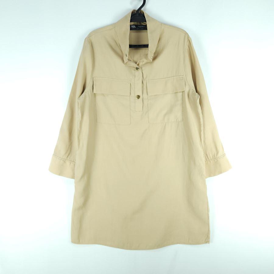 [여S]ZARA 베이지 라이오셀혼방 카라 원피스 2