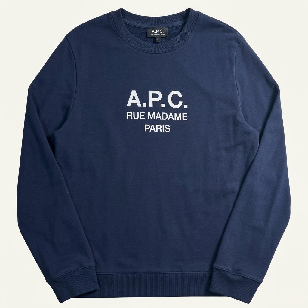 APC 아페쎄 로고 네이비 맨투맨 1