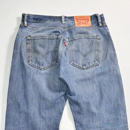 리바이스 501 워시드 블루 데님 팬츠 7