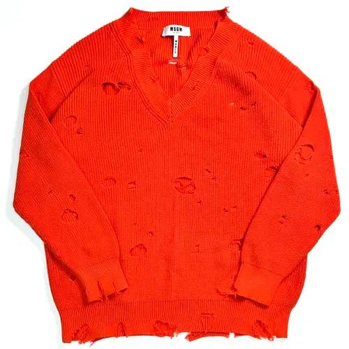 MSGM 디스트레스드 브이넥 니트 2