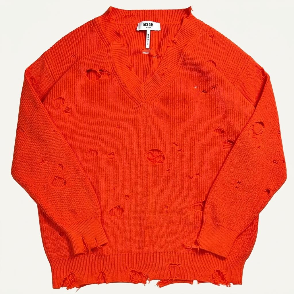 MSGM 디스트레스드 브이넥 니트 1