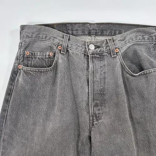 리바이스 501 워싱 블랙 데님 팬츠 5