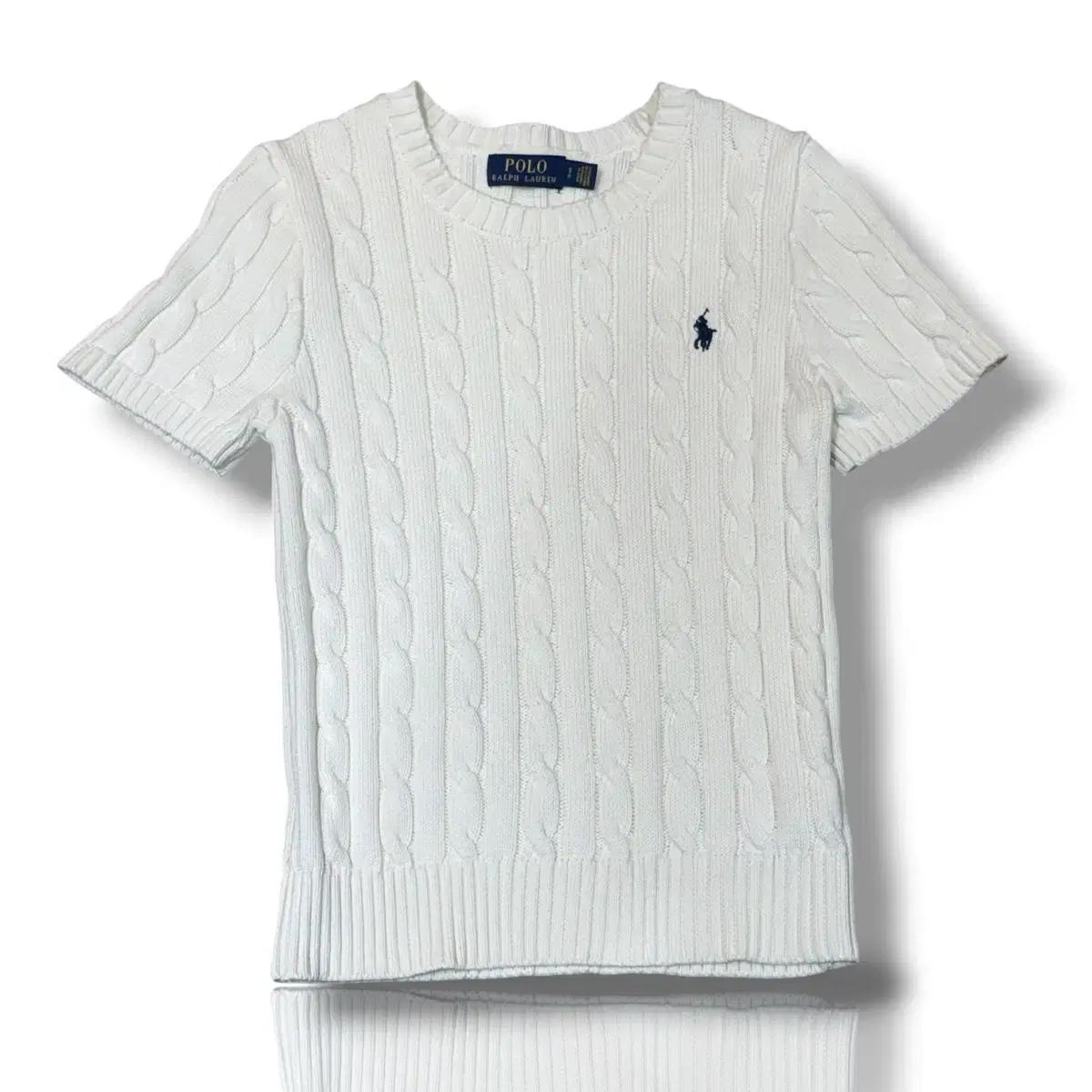 폴로 랄프로렌 S 화이트 케이블 반팔 니트 2