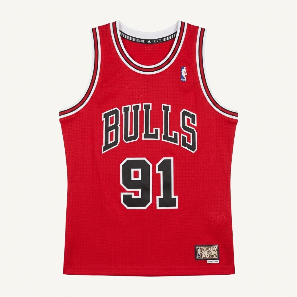 남0007388 아디다스 NBA 시카고 불스 로드맨 저지 91 1
