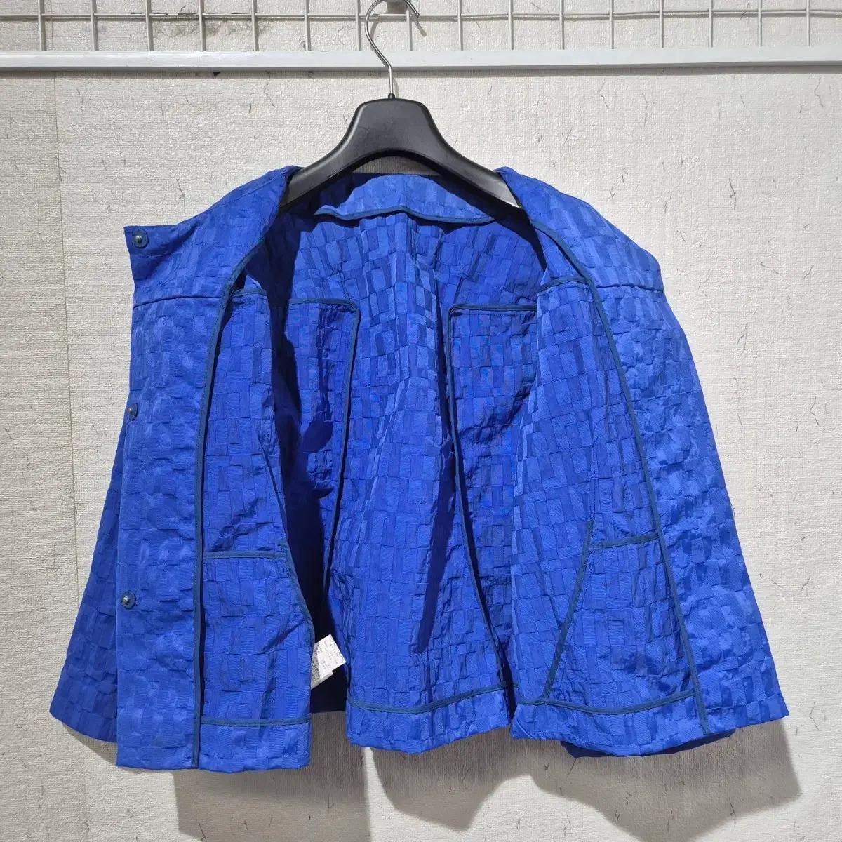 마르니 블루 체크 패턴 반팔 자켓 3