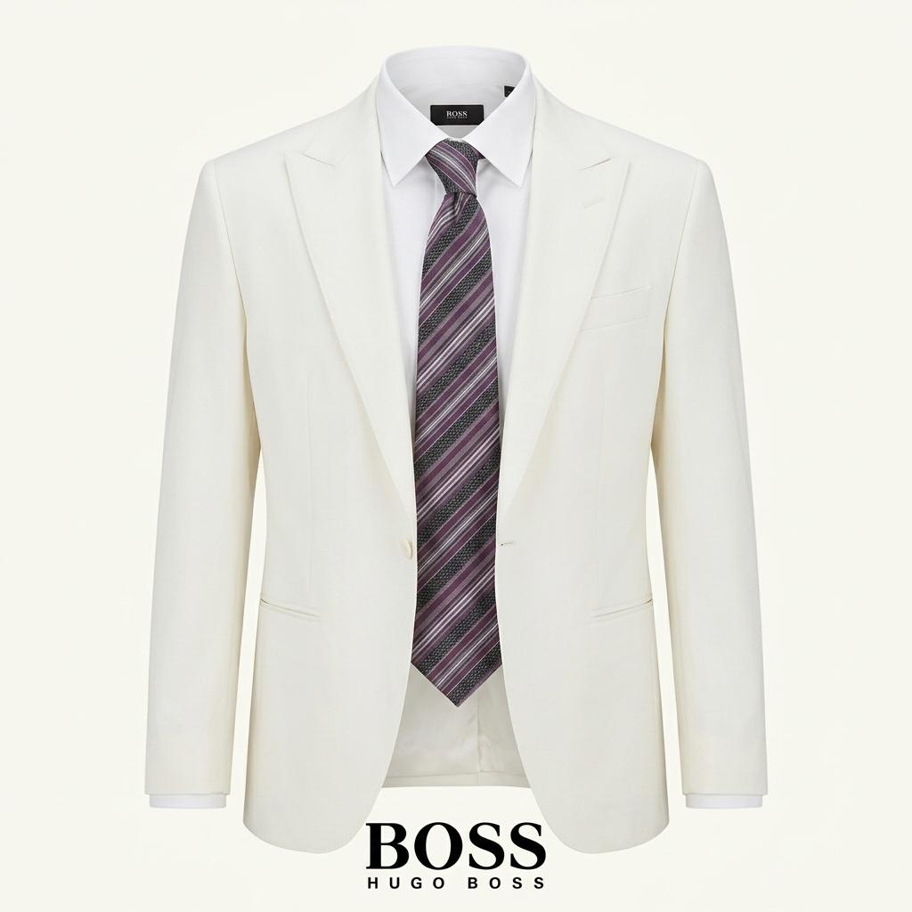 휴고보스 실크 퍼플 스트라이프 넥타이 9.2cm S~A+등급 K2770 1