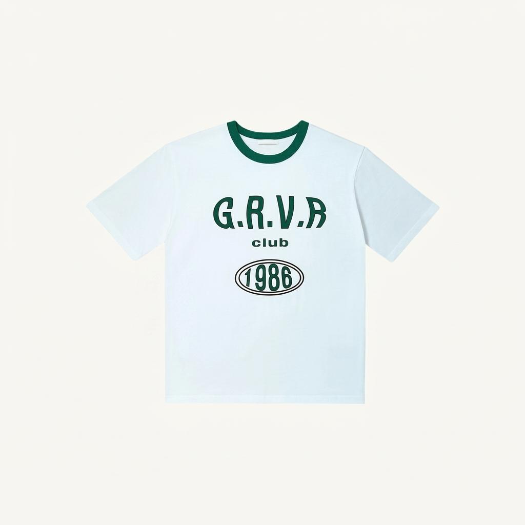 그로브 GRVB 클럽 그래픽 링거 반팔 티셔츠 화이트 그린 1