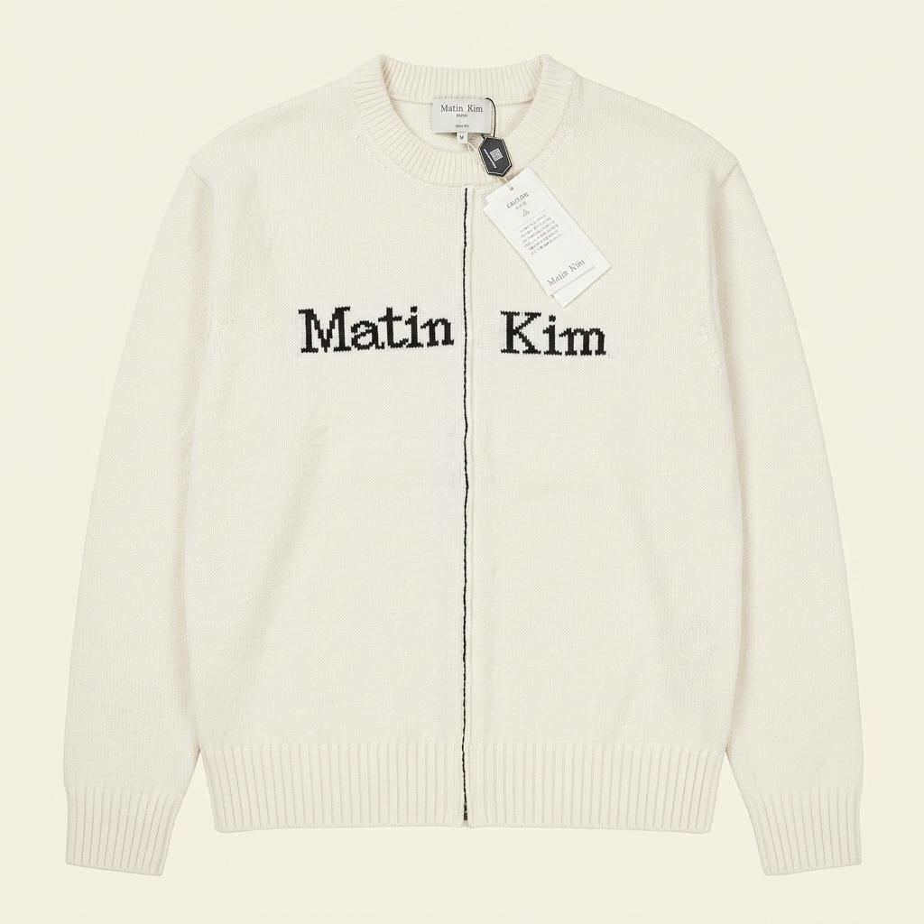 마뗑킴 어시메트릭 로고 니트 풀오버 아이보리 XL 새상품 1