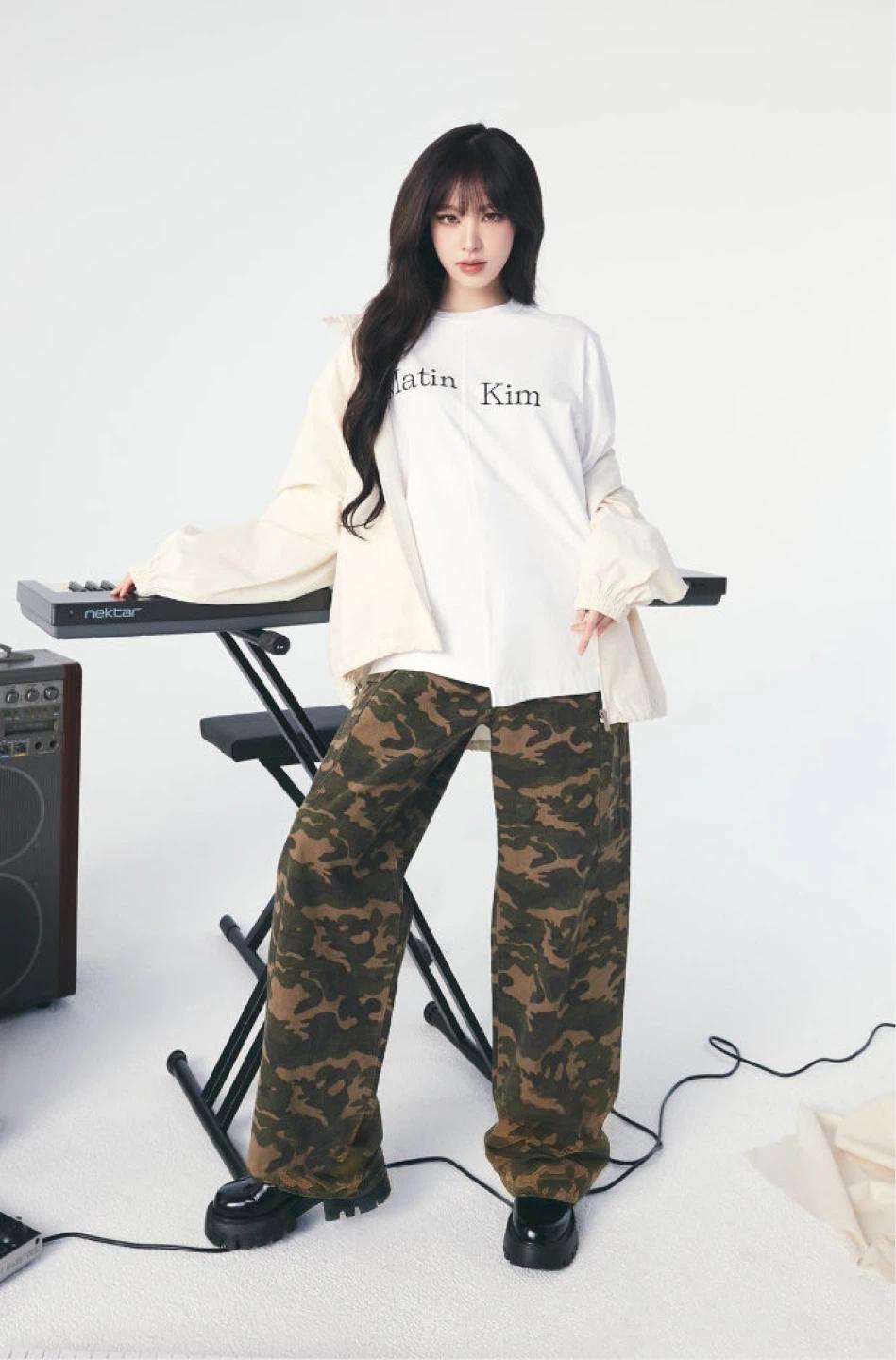 마뗑킴 드로잉 헴 카고 팬츠 카키 새상품 XL 2