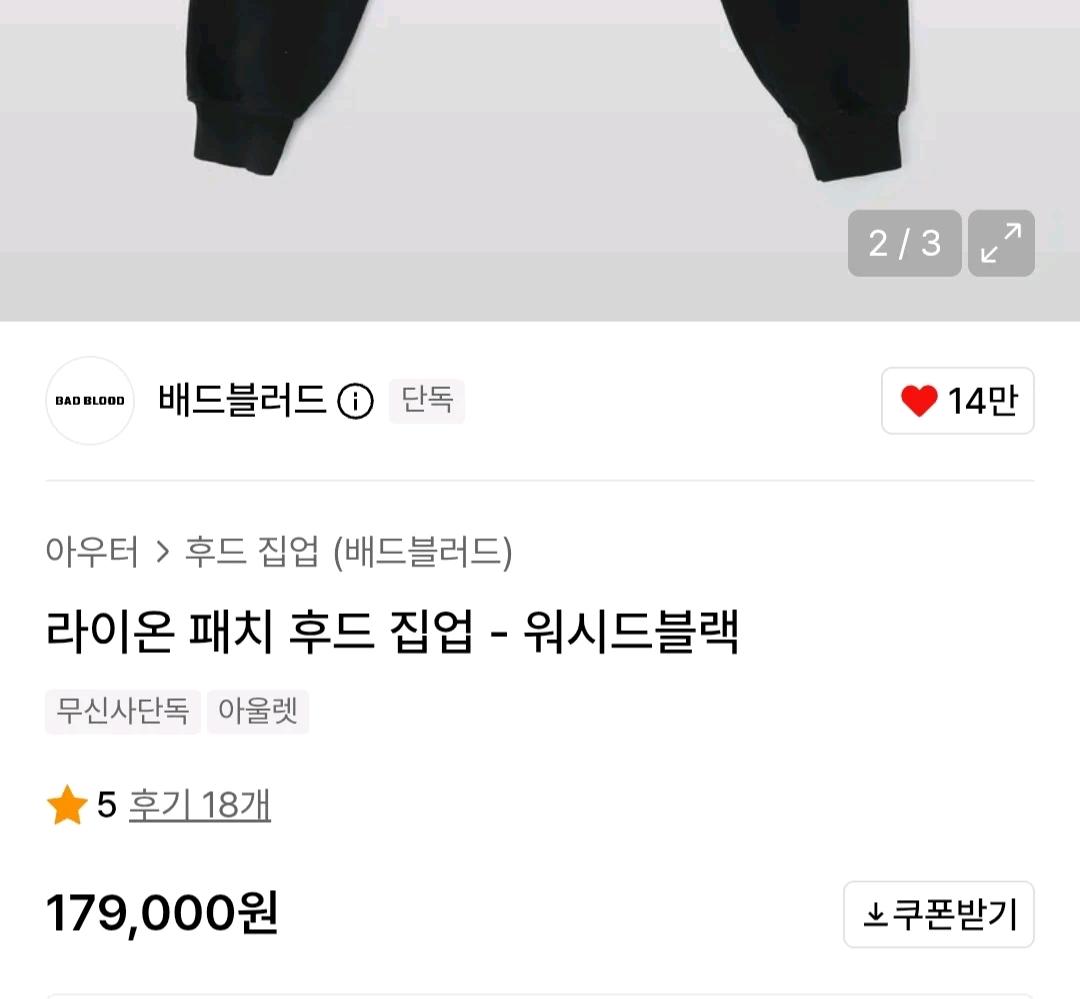 배드블러드 라이온 패치 후드 집업 블랙 6