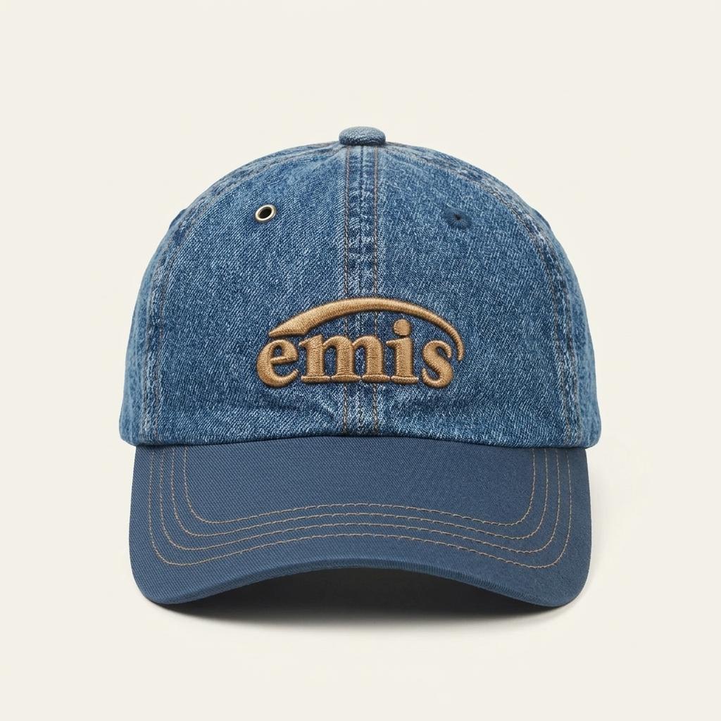 이미스 EMIS 데님 자수 볼캡 블루