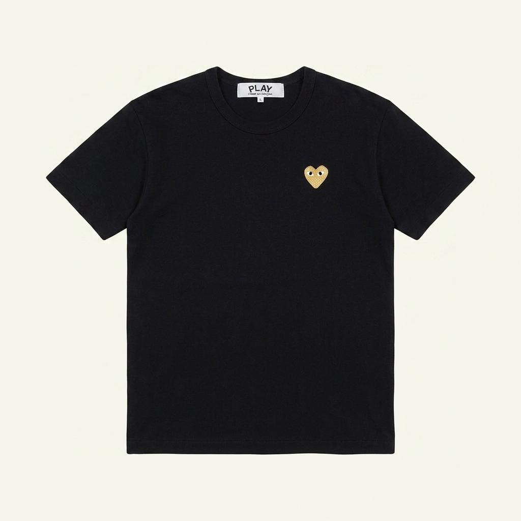 XL 꼼데가르송 골드 하트 와펜 블랙 반팔티 1