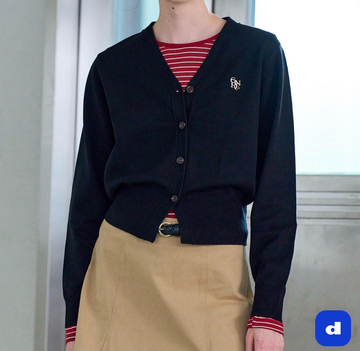 제너럴아이디어 로고 브이넥 가디건 네이비 2