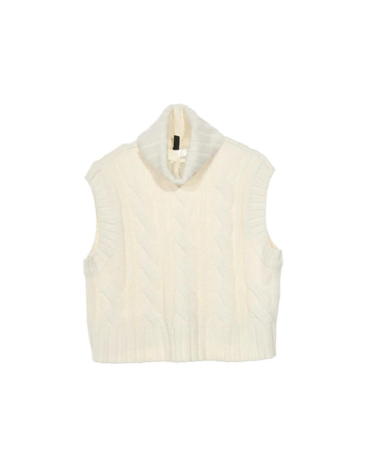 H&M 케이블 터틀넥 니트 베스트 아이보리 2