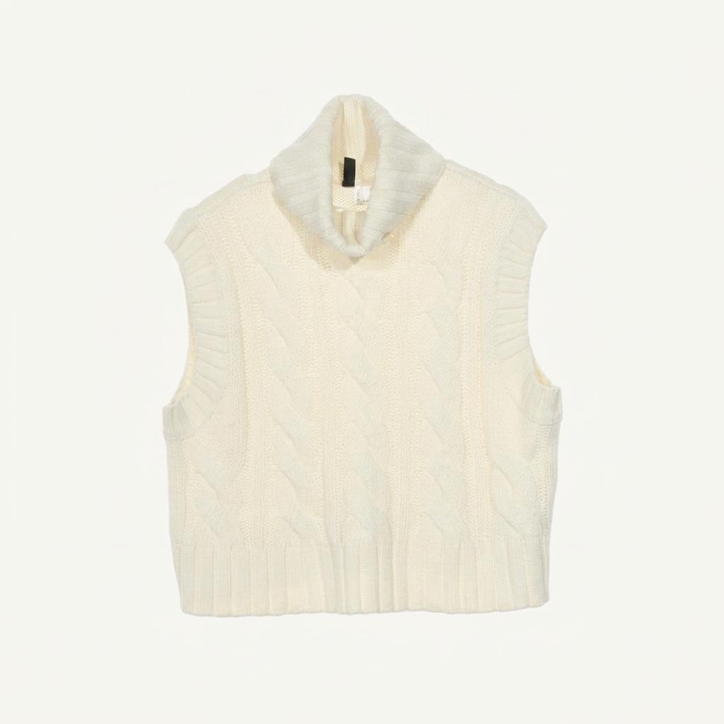 H&M 케이블 터틀넥 니트 베스트 아이보리 1