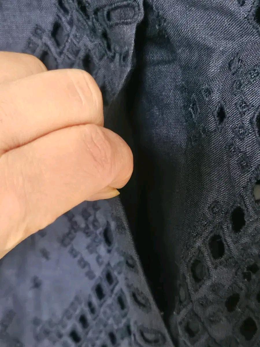 기비 5부 린넨 레이스 펀칭 자켓 네이비 38 5
