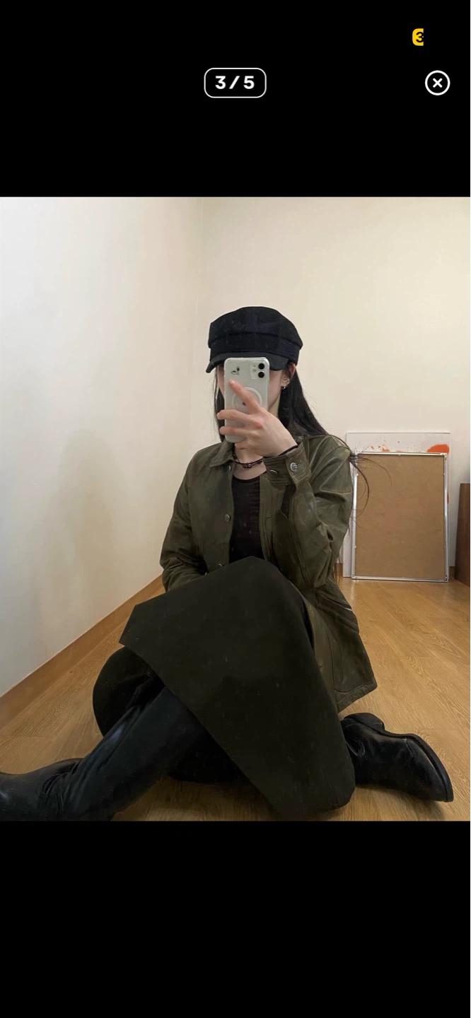일본 빈티지 카키 레더자켓 3