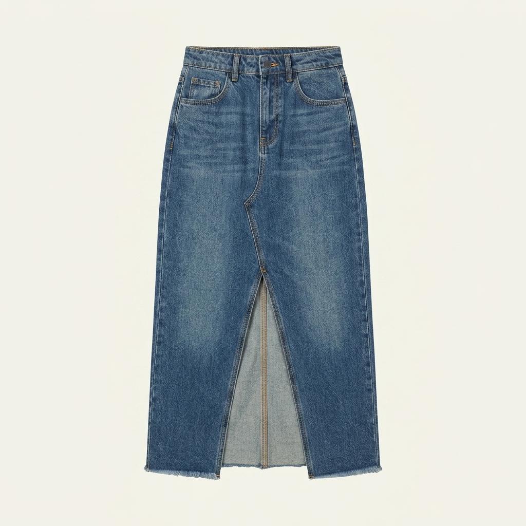 ZARA 빈티지 워싱 데님 롱 스커트 1