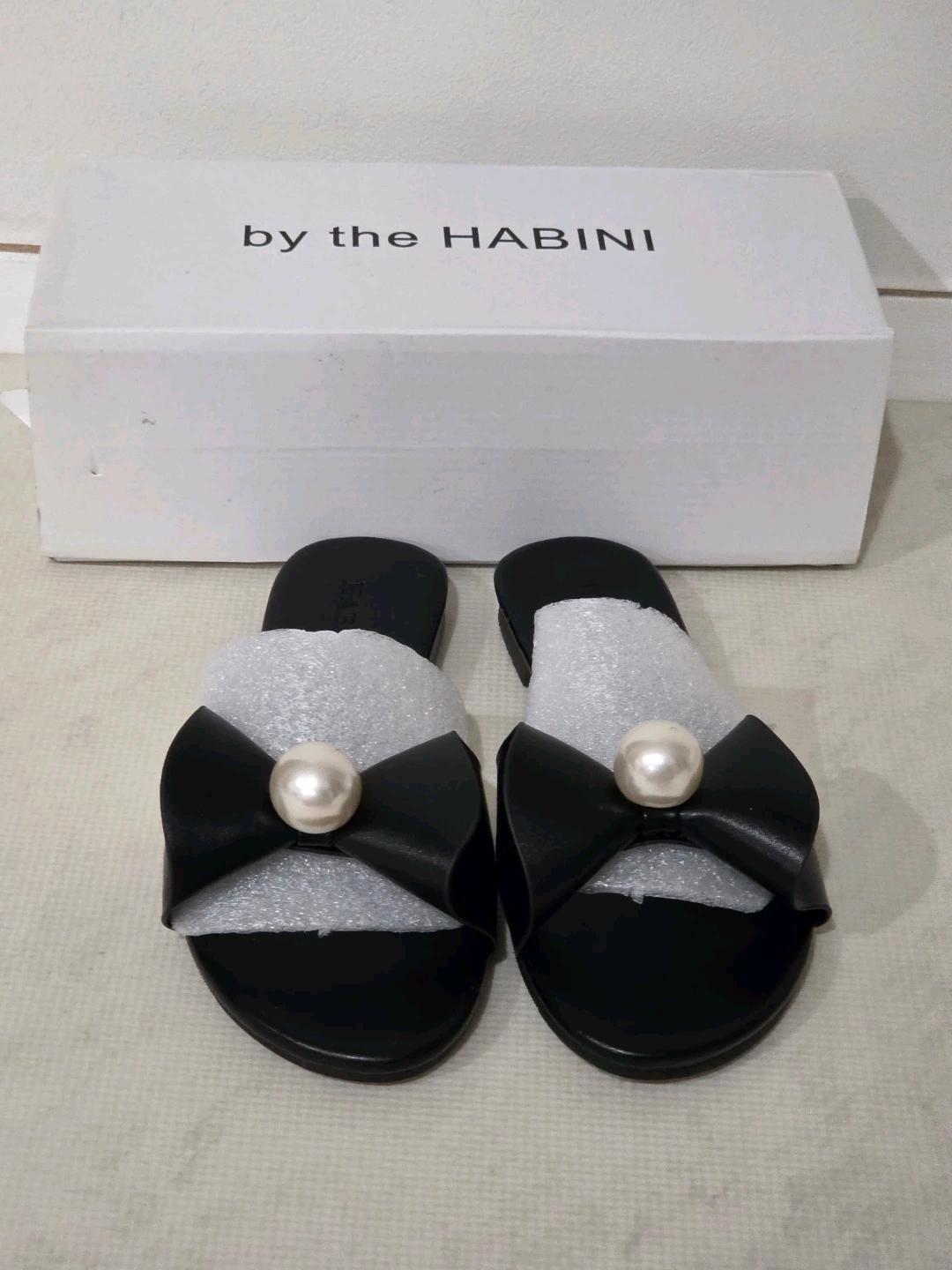 HABINI 진주 리본 슬리퍼 블랙 3