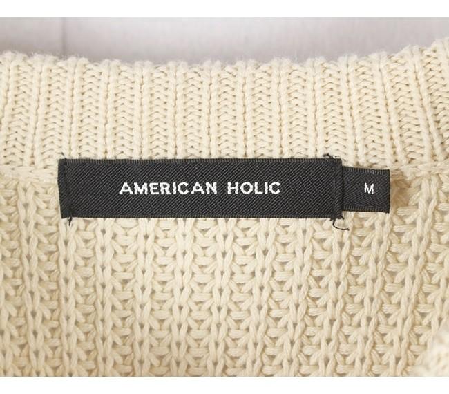 AMERICAN HOLIC Slit Detail Cotton Knit 7