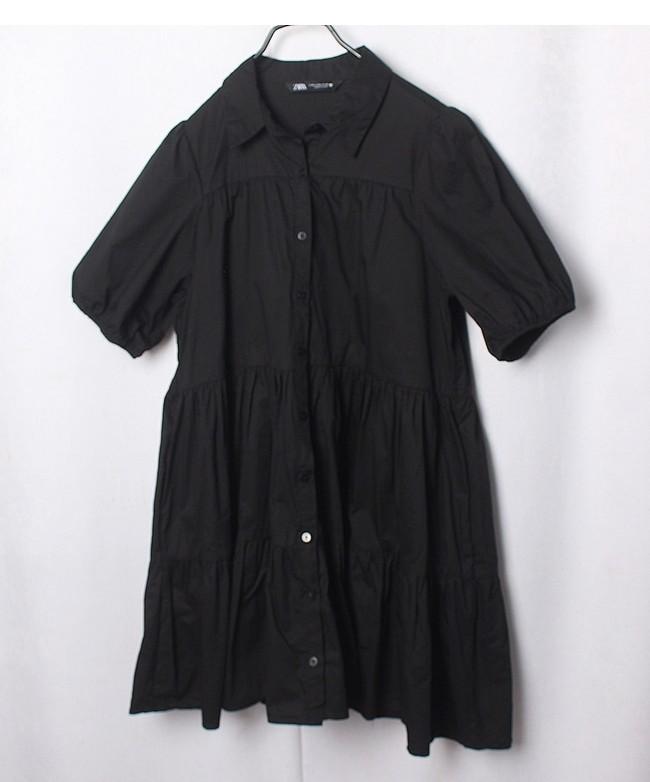 ZARA Cotton Black Frill Blouse 10