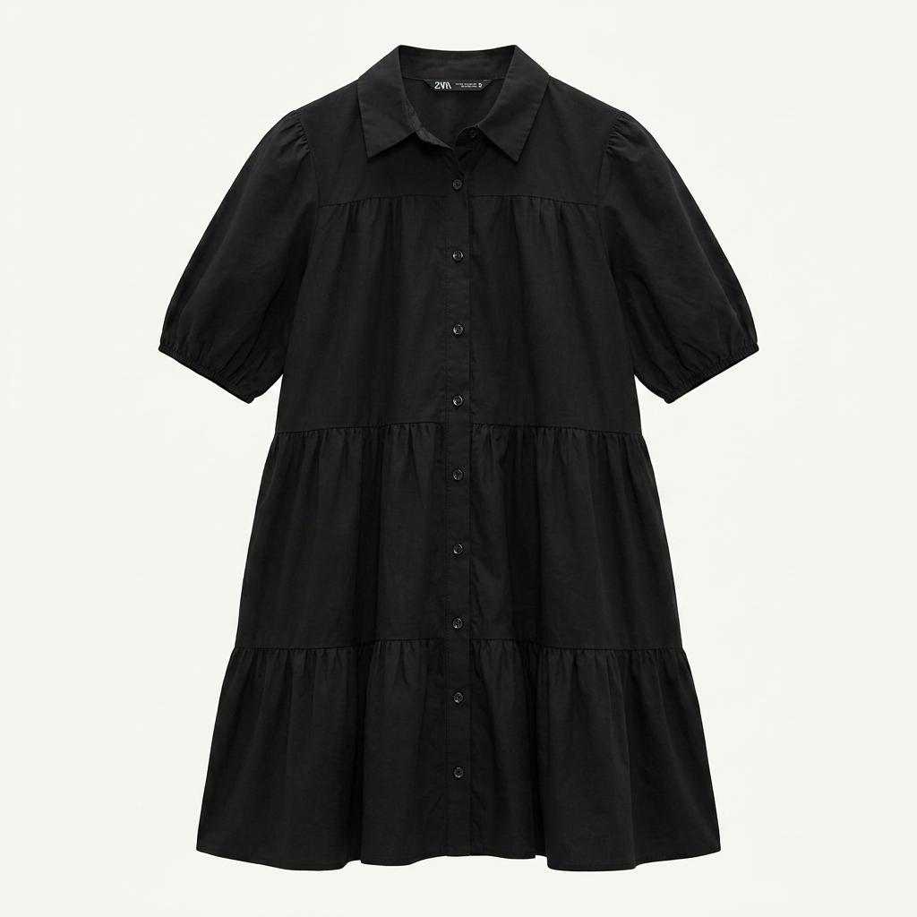 ZARA Cotton Black Frill Blouse 1