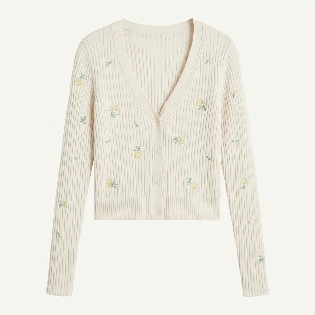H&M 플라워 자수 가디건 아이보리 1