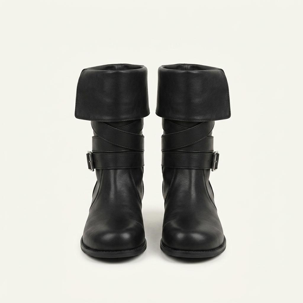 #1089 둥근토 3.5cm 2way 미들부츠 235 블랙 1