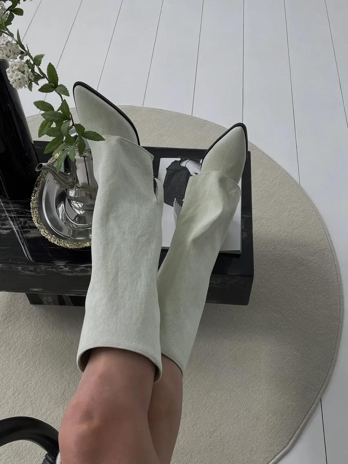 #세일 333 뾰족코 6cm 절개 롱부츠 240 블루 8