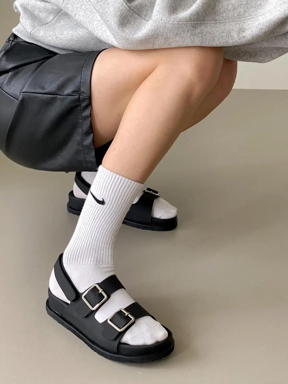 #세일 9345 와이드 찍찍이 4cm 캐쥬얼 샌들 245 블랙-새상품 6