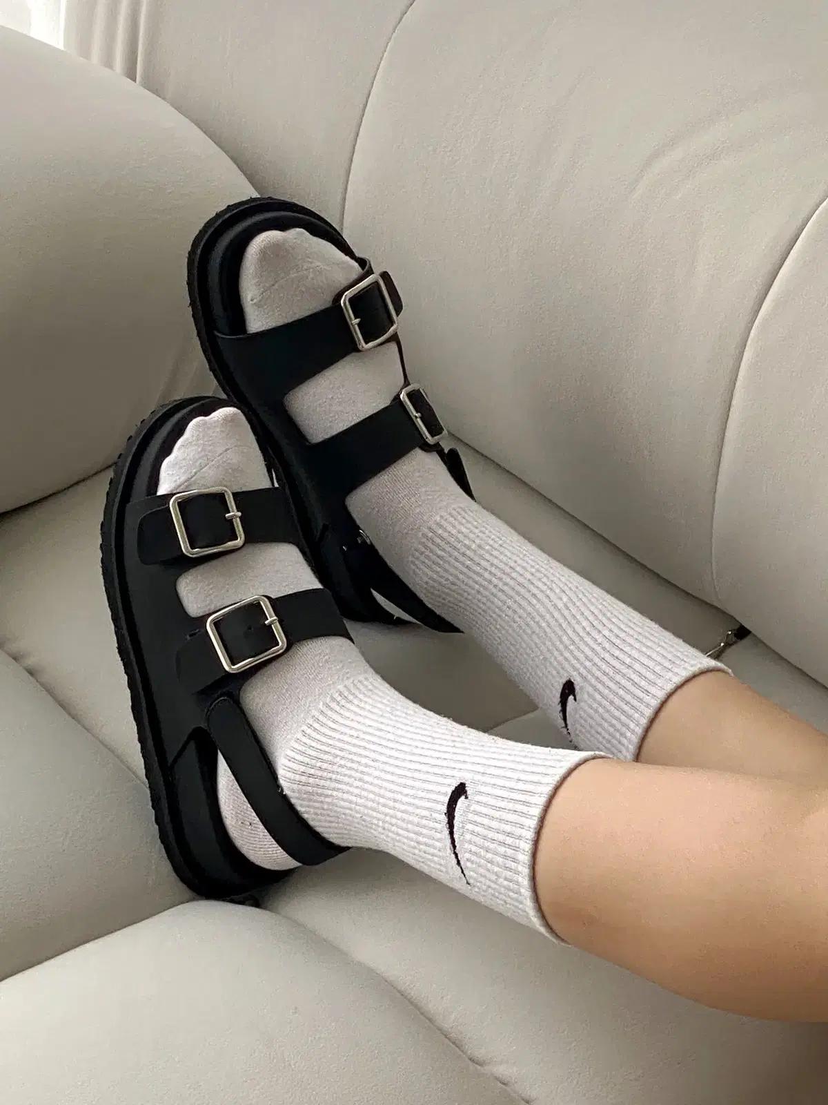 #세일 9345 와이드 버클 찍찍이 4cm 캐쥬얼 샌들 225 카키-새상품 5