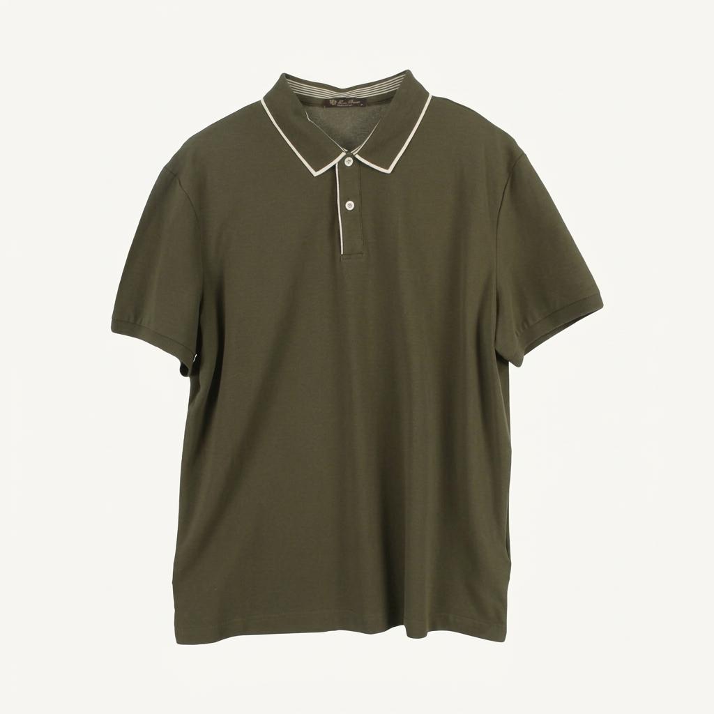 로로피아나 (MEN - XL) 코튼 버튼 로고 카라넥 반팔 티셔츠 1
