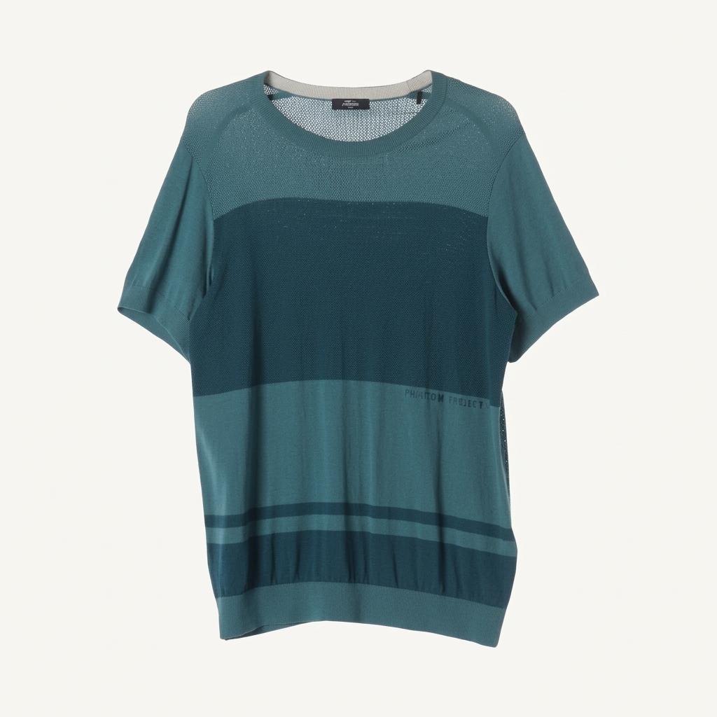 팬텀 (MEN - XL) 레이온 나일론 로고 반팔 니트 탑 1