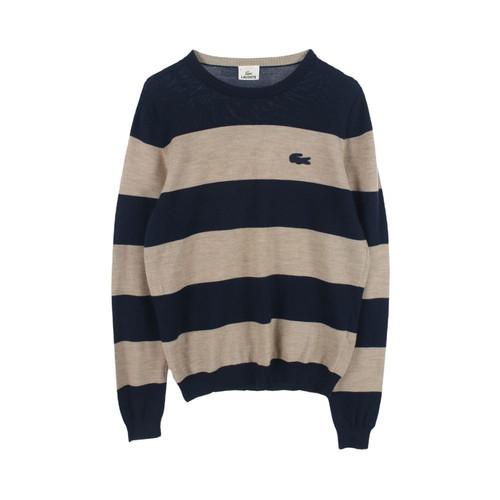 라코스테 (MEN - L) 울 100% 크록 로고 스트라이프 니트 탑 2