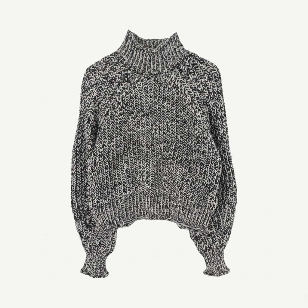 H&M (WOMEN - M) 울 블렌드 하이넥 크롭 니트 탑 1