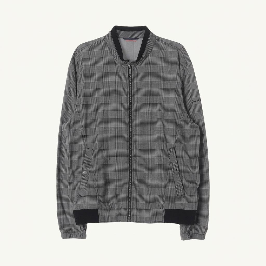 제이디엑스 (MEN - XL) 폴리 나일론 체크 패턴 블루종 자켓 1