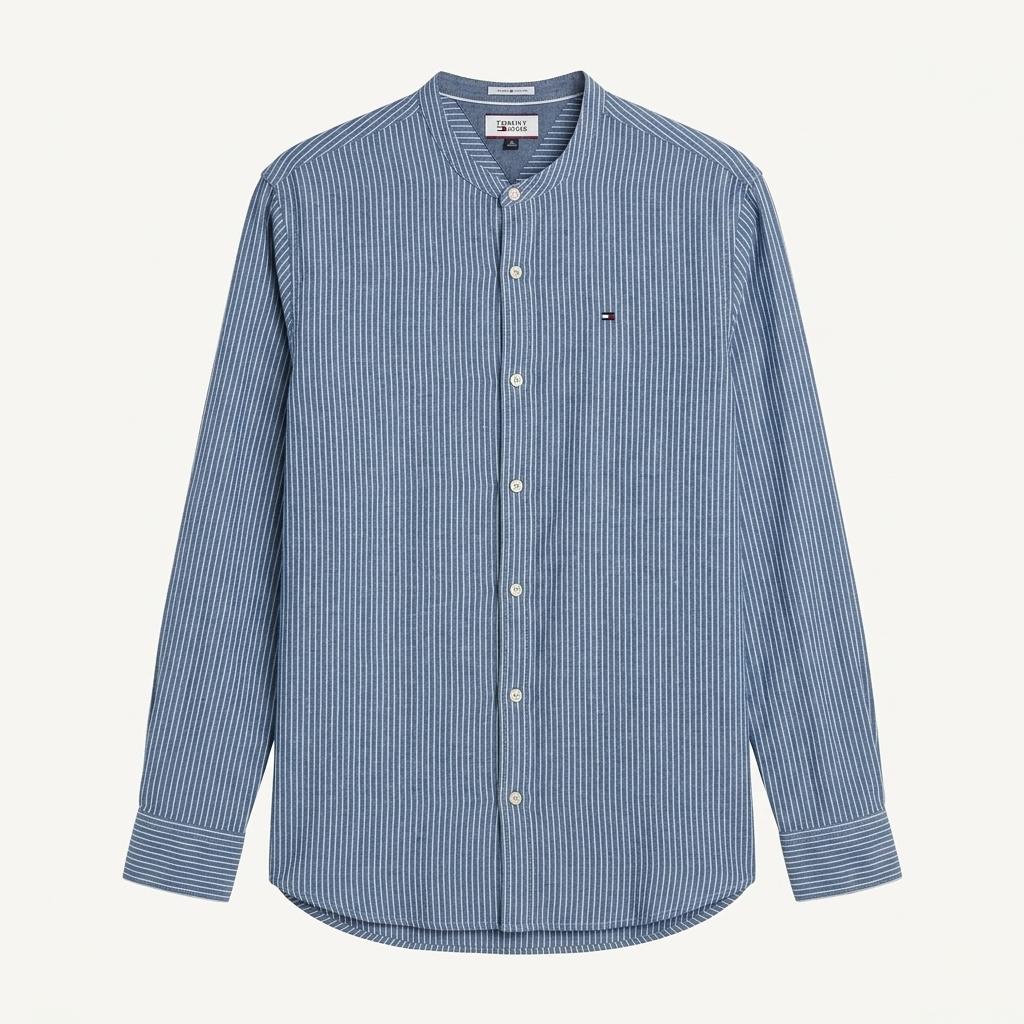 타미힐피거 (MEN - XL) 린넨 스트라이프 차이나넥 셔츠 1